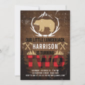 ルンバジャックの2歳の誕生日木製プレート 招待状 (正面)