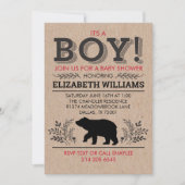 ルンバジャックベア フランネル リアル ボーイ ベビーシャワー 招待状 (正面)