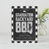 ルンバジャック ブラック プリント BBQ 卒業パーティー 招待状 (スタンド正面)