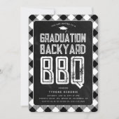 ルンバジャック ブラック プリント BBQ 卒業パーティー 招待状 (正面)