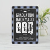 ルンバジャック ブルー チェック BBQ 卒業パーティー 招待状 (スタンド正面)