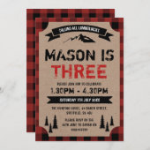ルンバージャックをテーマにした誕生日パーティーの招待 招待状 (正面/裏面)