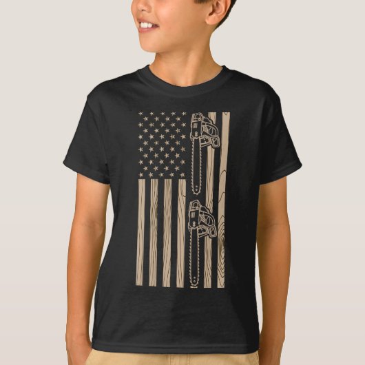ルンバージャックウッドクラフト米国国旗の独立性 Tシャツ (正面)