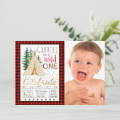 ルンバージャックワイルドワントライバルティーピーファースト誕生日 招待状 (スタンド正面)