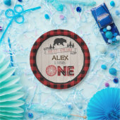 ルンバージャック1stバースデー紙プレート-ベアレッド ペーパープレート (パーティー)