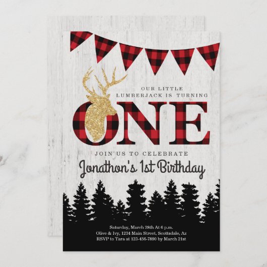 ルンバージャッパーソナライズされたクテーマボーイズファースト誕生日 招待状 (正面/裏面)