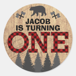 ルンバージャッ素朴クバッファロープレイド第1誕生日 ラウンドシール