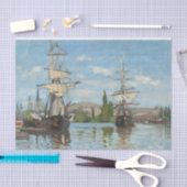 ルーアンでセーヌに乗る船，モネ 薄葉紙 (クラフト)