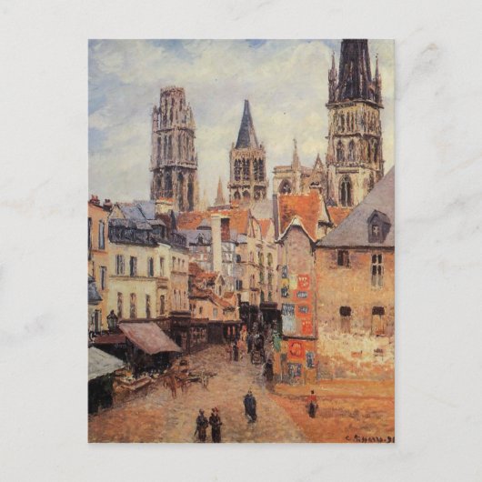 ルーアンでルーエクリーを通る灰色の朝 ポストカード (正面)