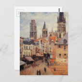 ルーアンにて、灰色の朝の食料品通り ポストカード (正面/裏面)