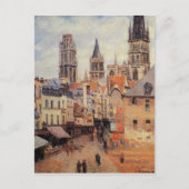 ルーアンにて、灰色の朝の食料品通り ポストカード (正面)