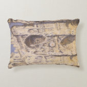 ルーアン大聖堂調和ブルー金ゴールドバイクロードモネ アクセントクッション (正面)