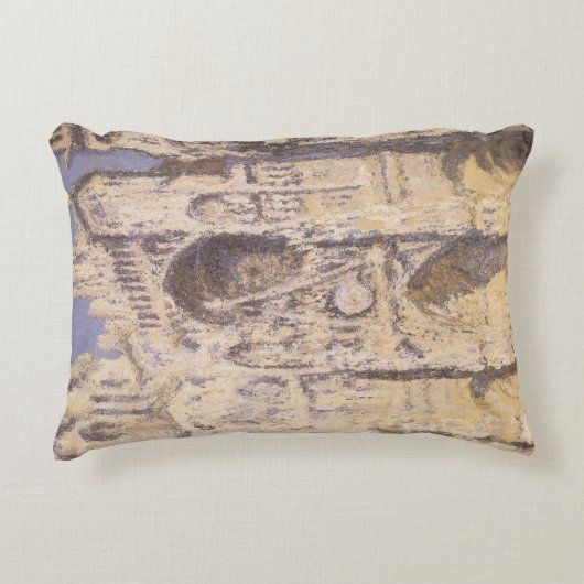 ルーアン大聖堂調和ブルー金ゴールドバイクロードモネ アクセントクッション (正面)