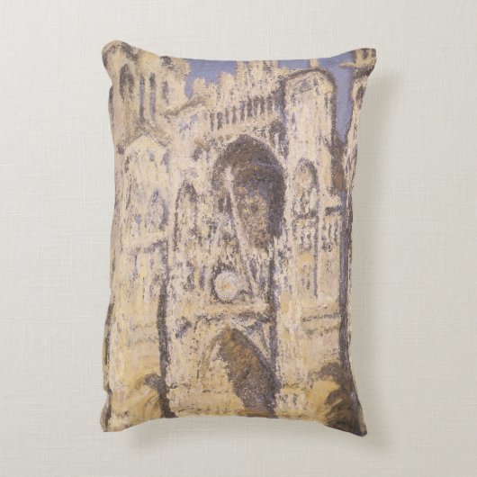 ルーアン大聖堂調和ブルー金ゴールドバイクロードモネ アクセントクッション (裏面(縦))