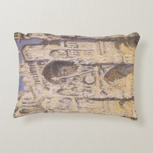 ルーアン大聖堂調和ブルー金ゴールドバイクロードモネ アクセントクッション (裏面)