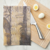 ルーアン大聖堂、調和ブルー金ゴールドバイクロードモネ キッチンタオル (四つ折り)