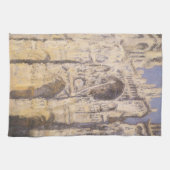 ルーアン大聖堂、調和ブルー金ゴールドバイクロードモネ キッチンタオル (横)