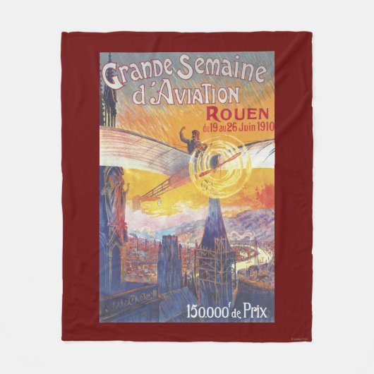 ルーアン、フランス-パイロットおよび飛行機 フリースブランケット (正面)