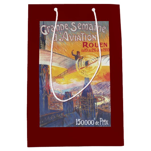ルーアン、フランス-パイロットおよび飛行機 ミディアムペーパーバッグ (正面)