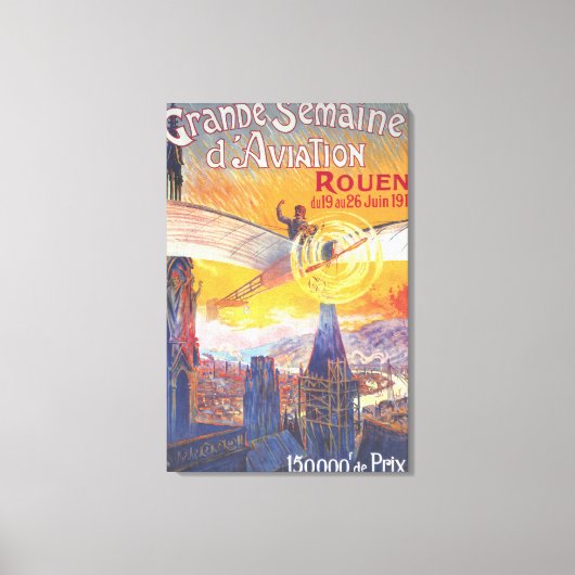 ルーアン,フランス – パイロットと飛行機 キャンバスプリント (正面)