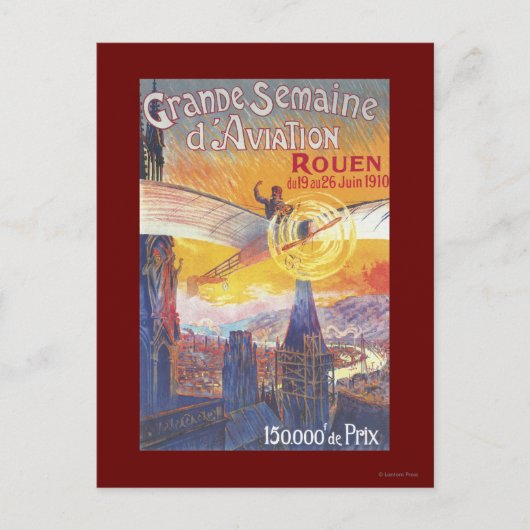 ルーアン，フランス – パイロットと飛行機 ポストカード (正面)