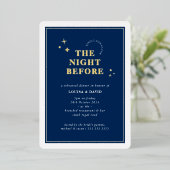 ルーエレガントバシンプルー・スターズ・リハーサル・ディナーブルー 箔招待状 (立ち正面)