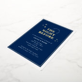 ルーエレガントバシンプルー・スターズ・リハーサル・ディナーブルー 箔招待状 (回転した状態)