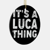 ルーカの男少年のベビーおもしろい名アイディア セラミックオーナメント (右)