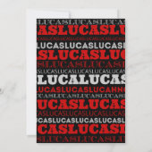 ルーカスクールモダンバー（ユダヤ教の）バル・ミツバー招待状レッドブラック 招待状 (裏面)