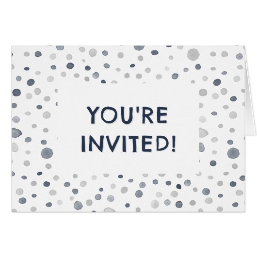 ルーカス コンフェッティ ウォーターカラー ドット 誕生日招待状 (正面横)