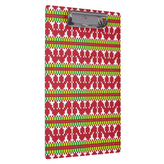 ルーカバ赤と白フォークアート幾何学パターンI クリップボード (右)