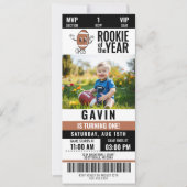 ルーキーの年のレトロなフットボール写真の誕生日 招待状 (正面)