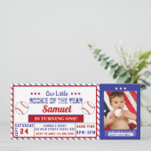 ルーキーの年1歳の誕生日の野球チケット写真 招待状 (スタンド正面)