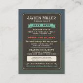 ルーキーイヤー野球第1期バースデートレーディングカード コーリングカード (裏面)