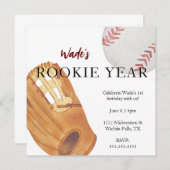 ルーキーイヤー　ファーストバースデイ　スポーツ　ベースボール　テーマ 招待状 (正面/裏面)