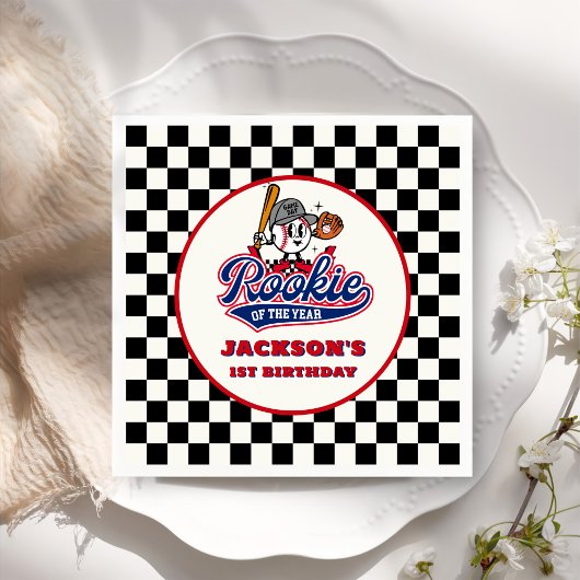 ルーキーオブザイヤーパーソナライズされた野球誕生日 スタンダードカクテルナプキン