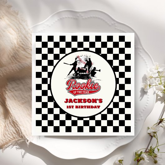 ルーキーオブザイヤーパーソナライズされた野球誕生日 スタンダードカクテルナプキン