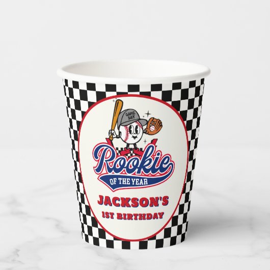 ルーキーオブザイヤーパーソナライズされた野球誕生日 紙コップ (正面)