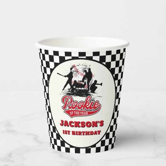 ルーキーオブザイヤーパーソナライズされた野球誕生日 紙コップ (正面)