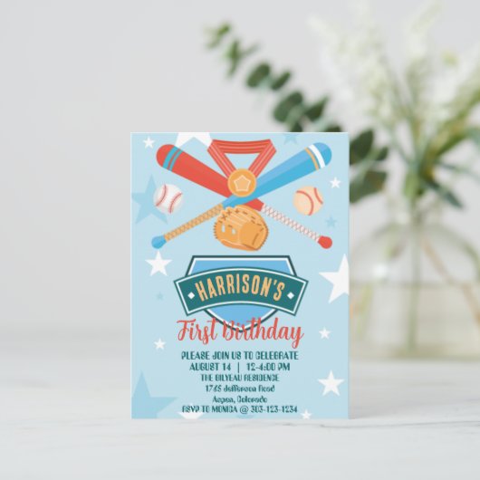 ルーキーオブザイヤーベースボール1歳の誕生日 ポストカード (スタンド正面)