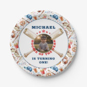 ルーキーオブザイヤー水彩野球誕生日 ペーパープレート (正面)