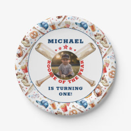 ルーキーオブザイヤー水彩野球誕生日 ペーパープレート