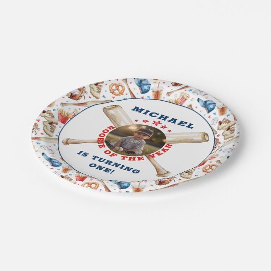 ルーキーオブザイヤー水彩野球誕生日 ペーパープレート (アングル)