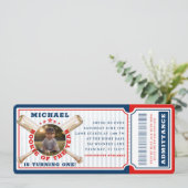 ルーキーオブザイヤー野球チケット誕生日 招待状 (スタンド正面)