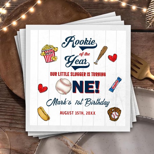 ルーキーオブザイヤー野球誕生日ナプキンス スタンダードカクテルナプキン