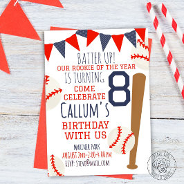 ルーキーオブザイヤー野球誕生日招待状 招待状