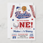 ルーキーオブザイヤー 野球 1歳 誕生日 招待状 (正面)