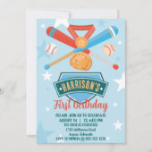 ルーキーオブザイヤー 野球 1歳 誕生日 招待状 (正面)