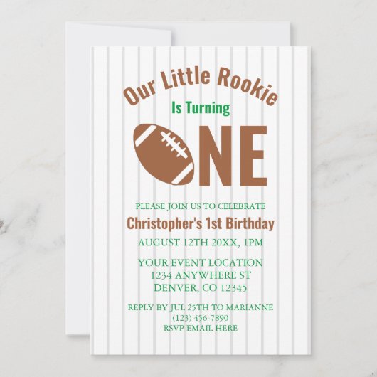 ルーキーサッカー第1誕生日 招待状 (正面)