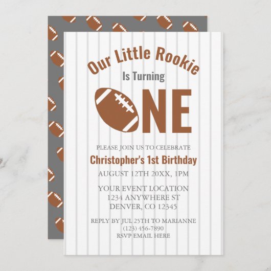 ルーキーサッカー第1誕生日 招待状 (正面/裏面)